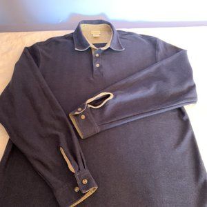 LL Bean, long-sleeve, size Large, 100% Cotton, Blue and Tan